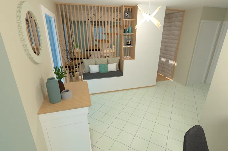 Proposition d'aménagement pour la création d'une entrée avec mobilier sur-mesure sur Reignier
