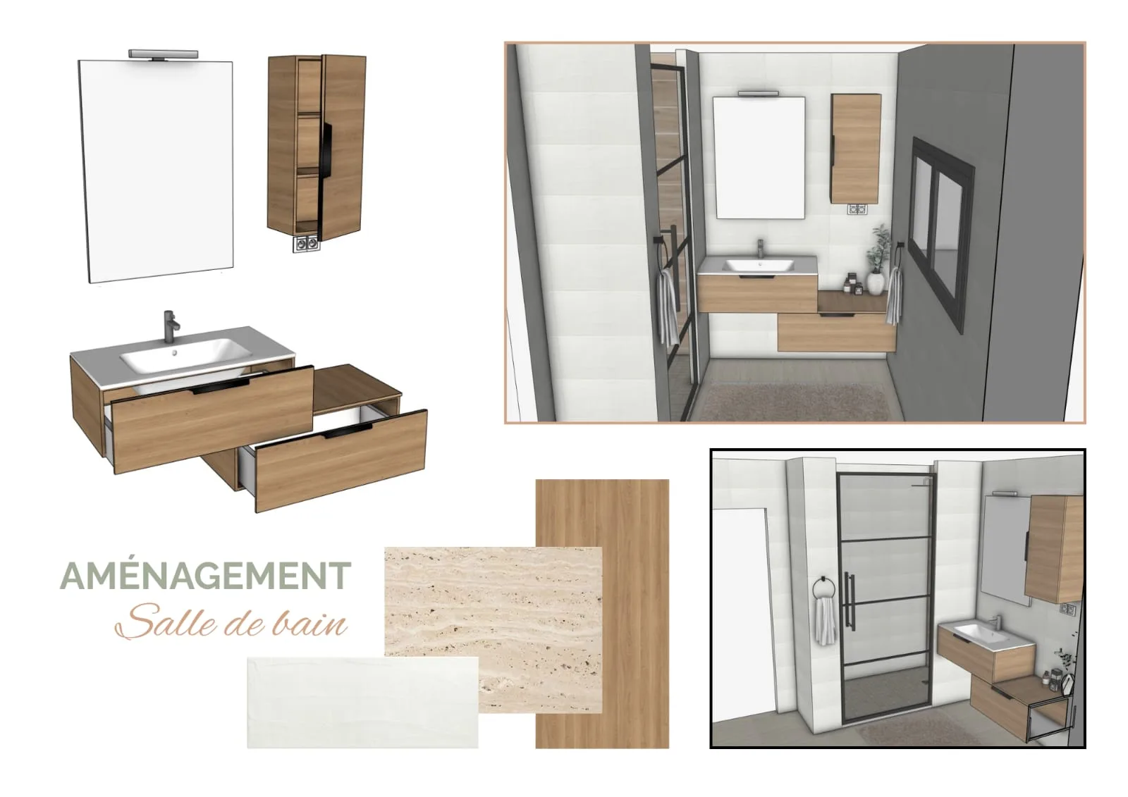 Aménagement d'une salle de bain avec meuble sur mesure sur Larringes